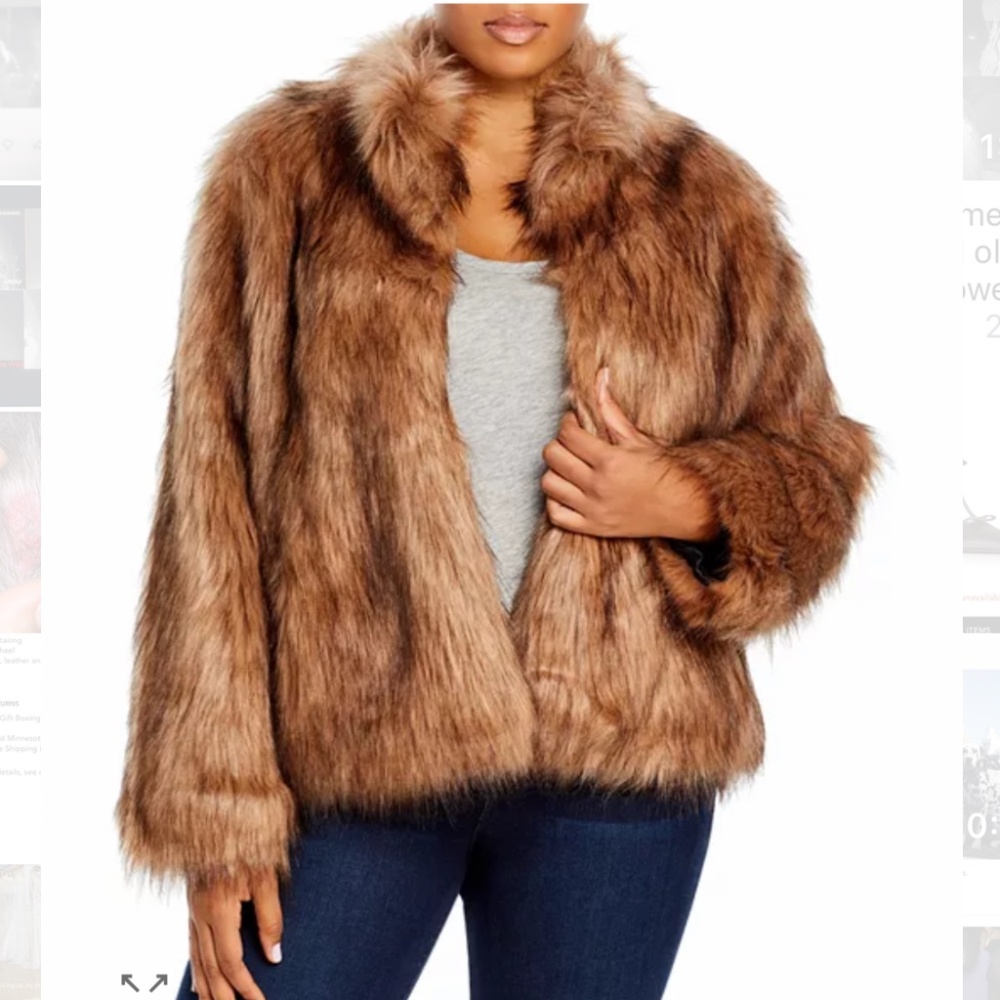 Unreal Fur Brown Faux Fur Jacket In Small - image 1